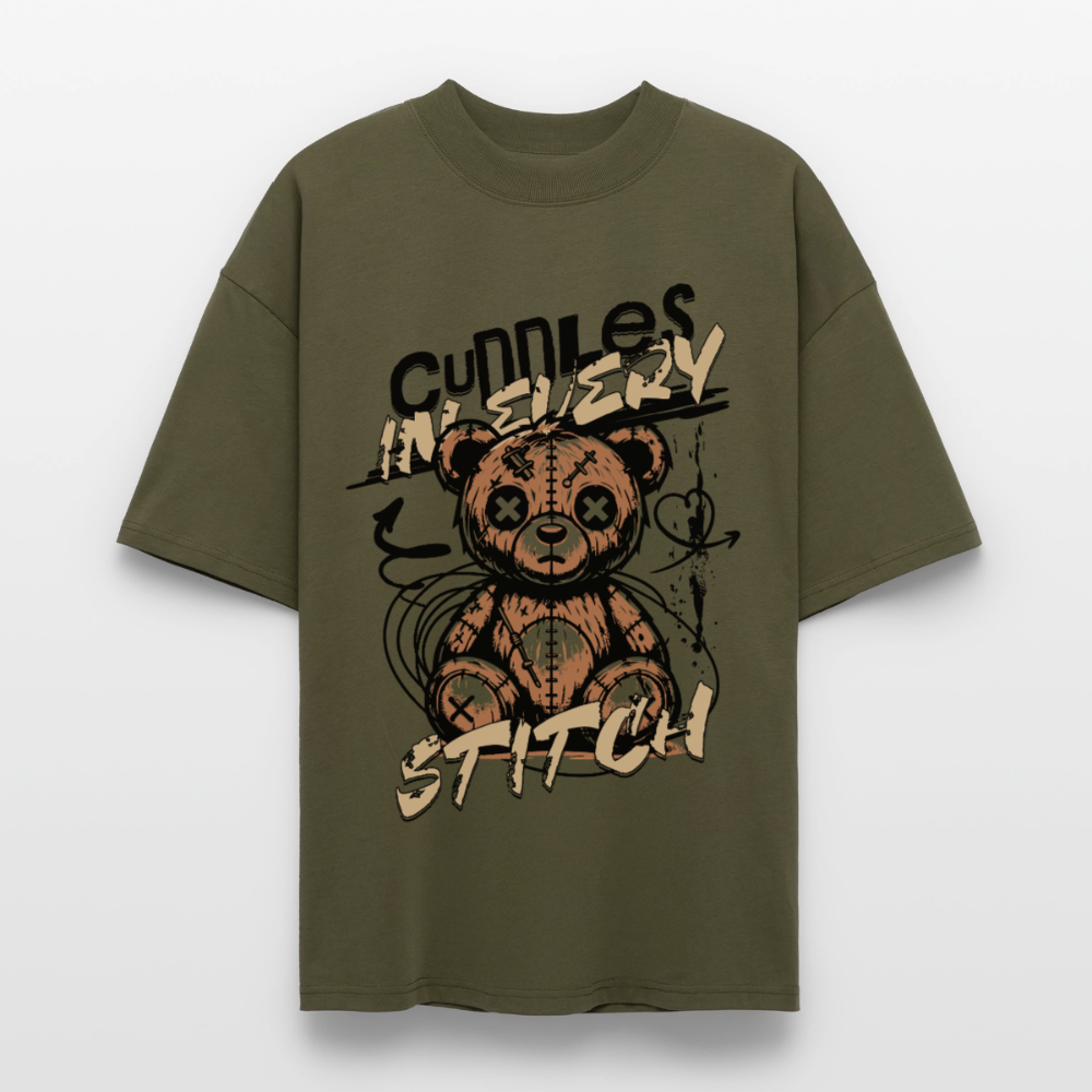 Bear Design – Oversized Unisex Bio T-Shirt - Khaki
