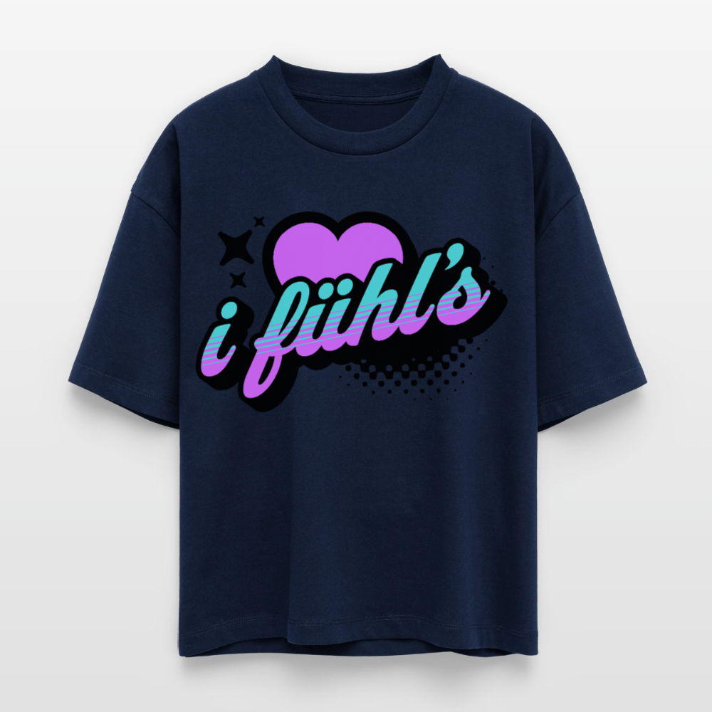 i fühl‘s Design – Frauen Boxy Bio-T-Shirt - Navy