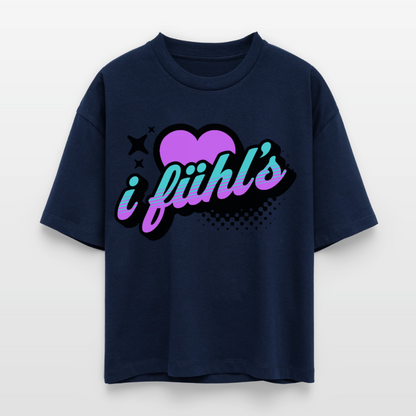 i fühl‘s Design – Frauen Boxy Bio-T-Shirt - Navy