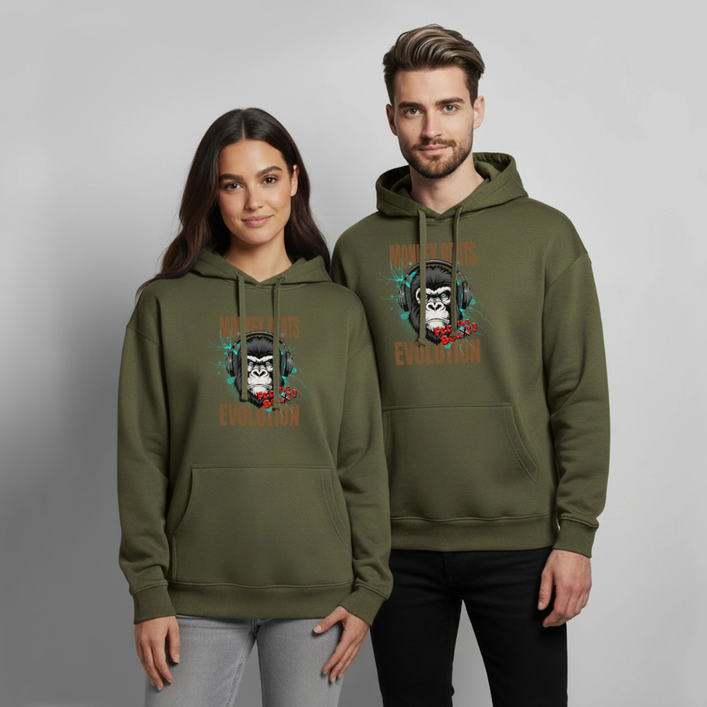 Monkey Beats Design – Oversized Unisex Hoodie - Khaki