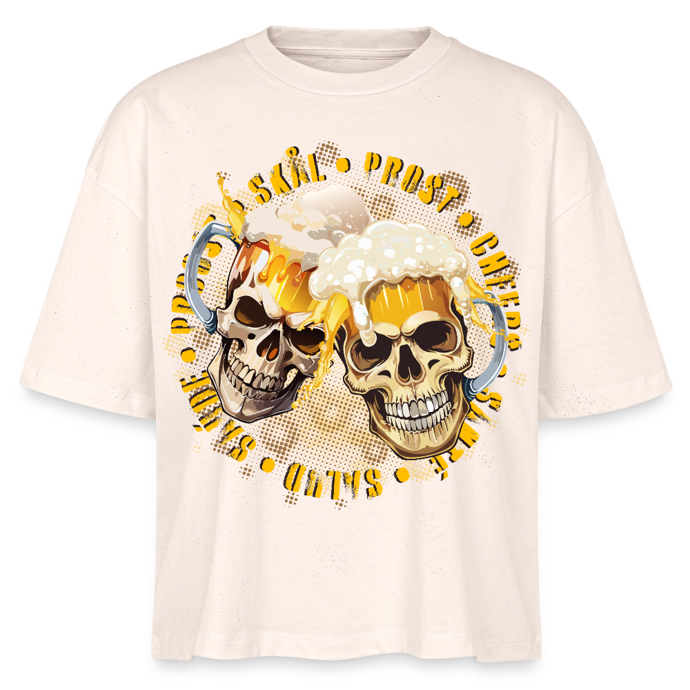 Party Skull Design – Frauen Boxy Bio-T-Shirt - Natur