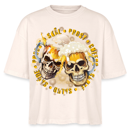 Party Skull Design – Frauen Boxy Bio-T-Shirt - Natur