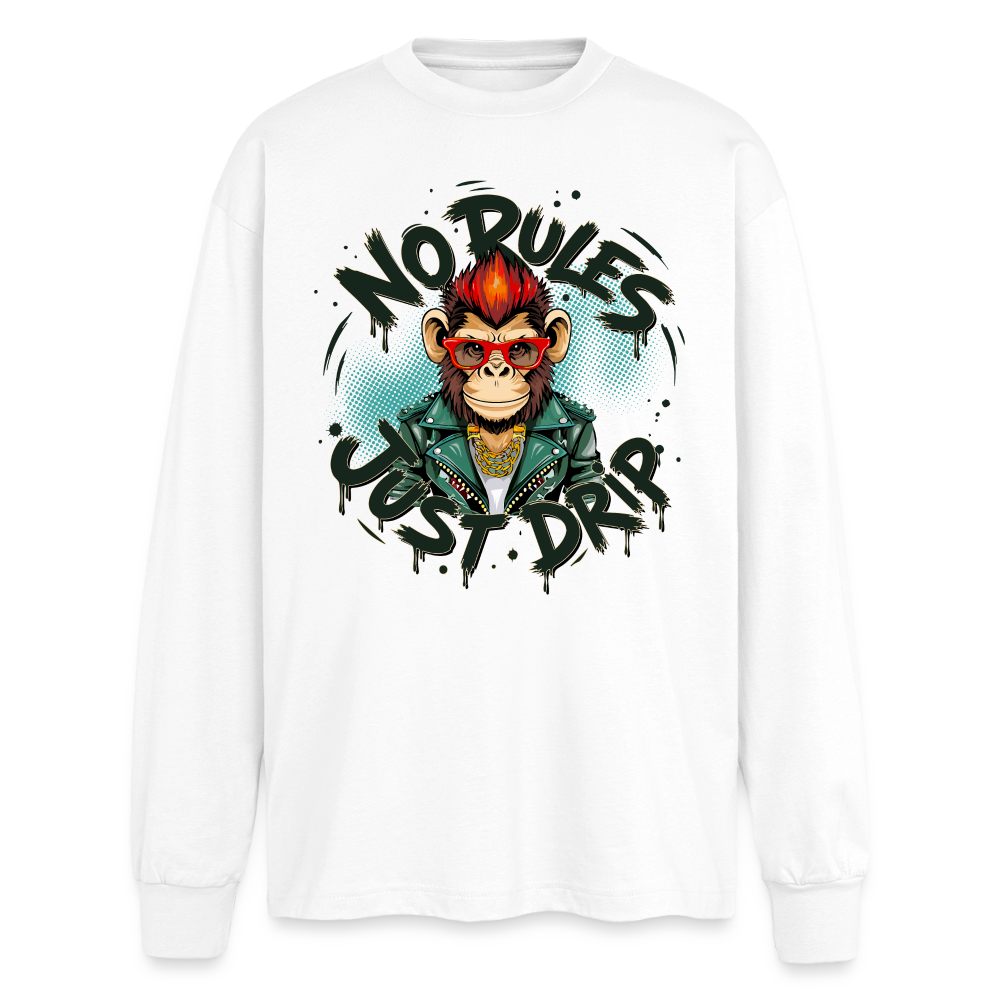 Monkey No Rules Design – Oversized Langarmshirt - Weiß