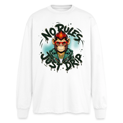 Monkey No Rules Design – Oversized Langarmshirt - Weiß