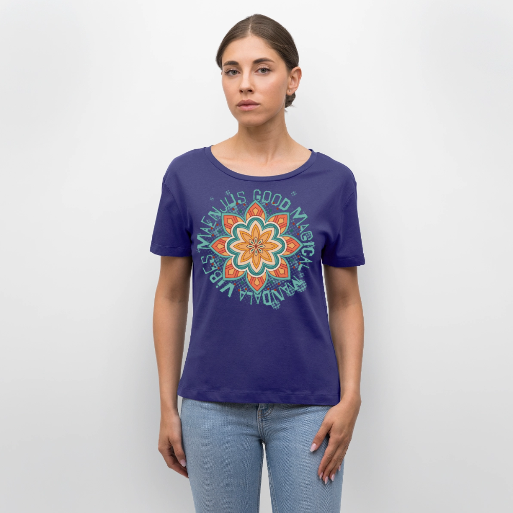 Mandala Türkis Design – Rundhals Frauen Bio-T-Shirt - Dämmerung