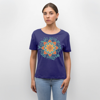 Mandala Türkis Design – Rundhals Frauen Bio-T-Shirt - Dämmerung