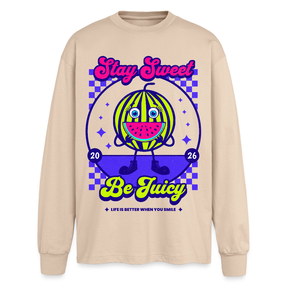 Stay Sweet Design – Oversized Langarmshirt - Sand