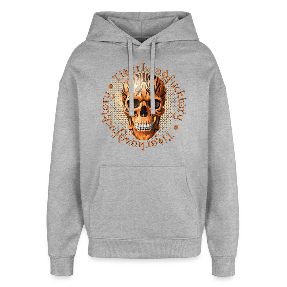 Tiger Skull Design – Oversized Unisex Hoodie - Grau meliert