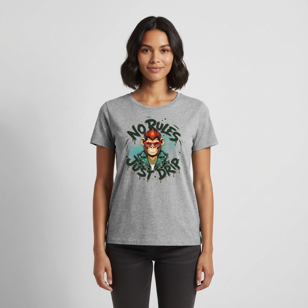 Monkey No Rules Design – Frauen Premium T-Shirt - Grau meliert