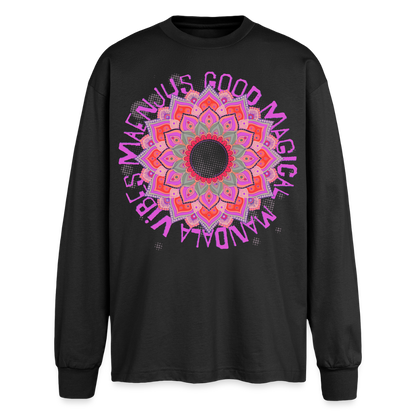 Mandala Pink Design – Oversized Langarmshirt - Schwarz