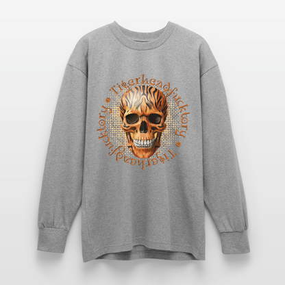 Tiger Skull Design – Oversized Langarmshirt - Grau meliert