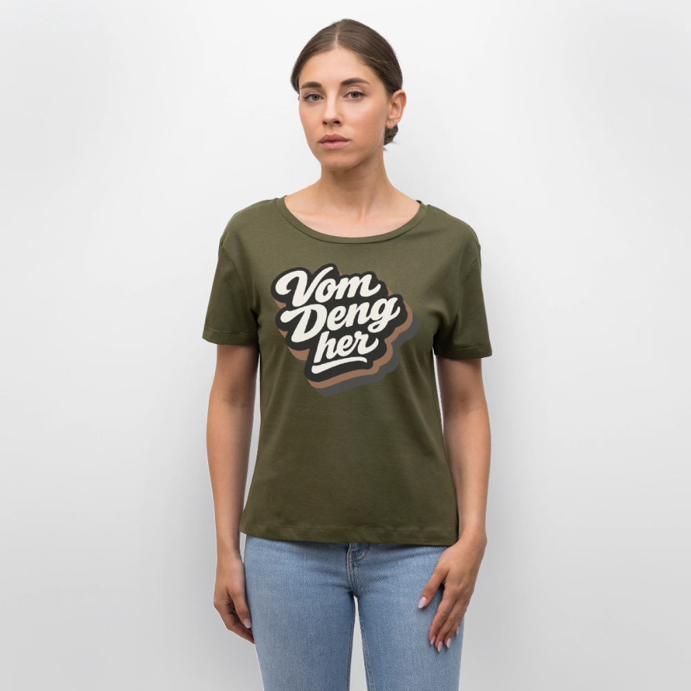 Vom Deng her Design – Rundhals Frauen Bio-T-Shirt - Khaki