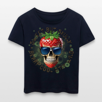 Strawberry Skull Design – Rundhals Frauen Bio-T-Shirt - Navy