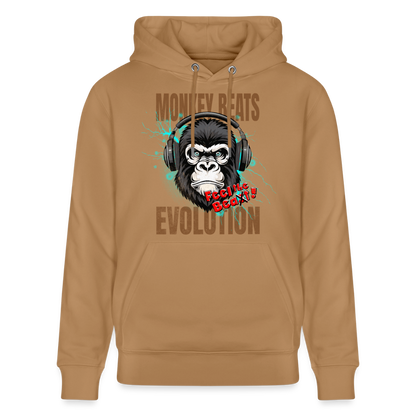 Monkey Beats Design – Unisex Bio-Hoodie - Karamell 