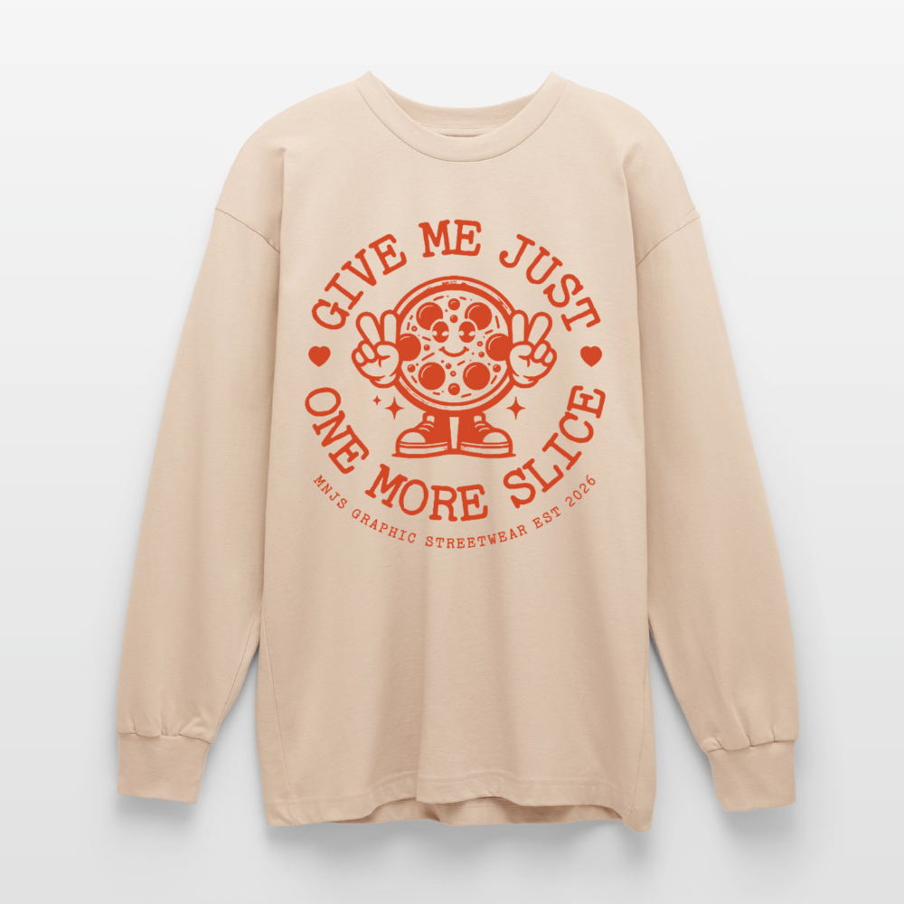 Pizza Design – Oversized Langarmshirt - Sand