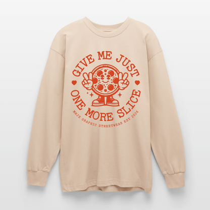 Pizza Design – Oversized Langarmshirt - Sand