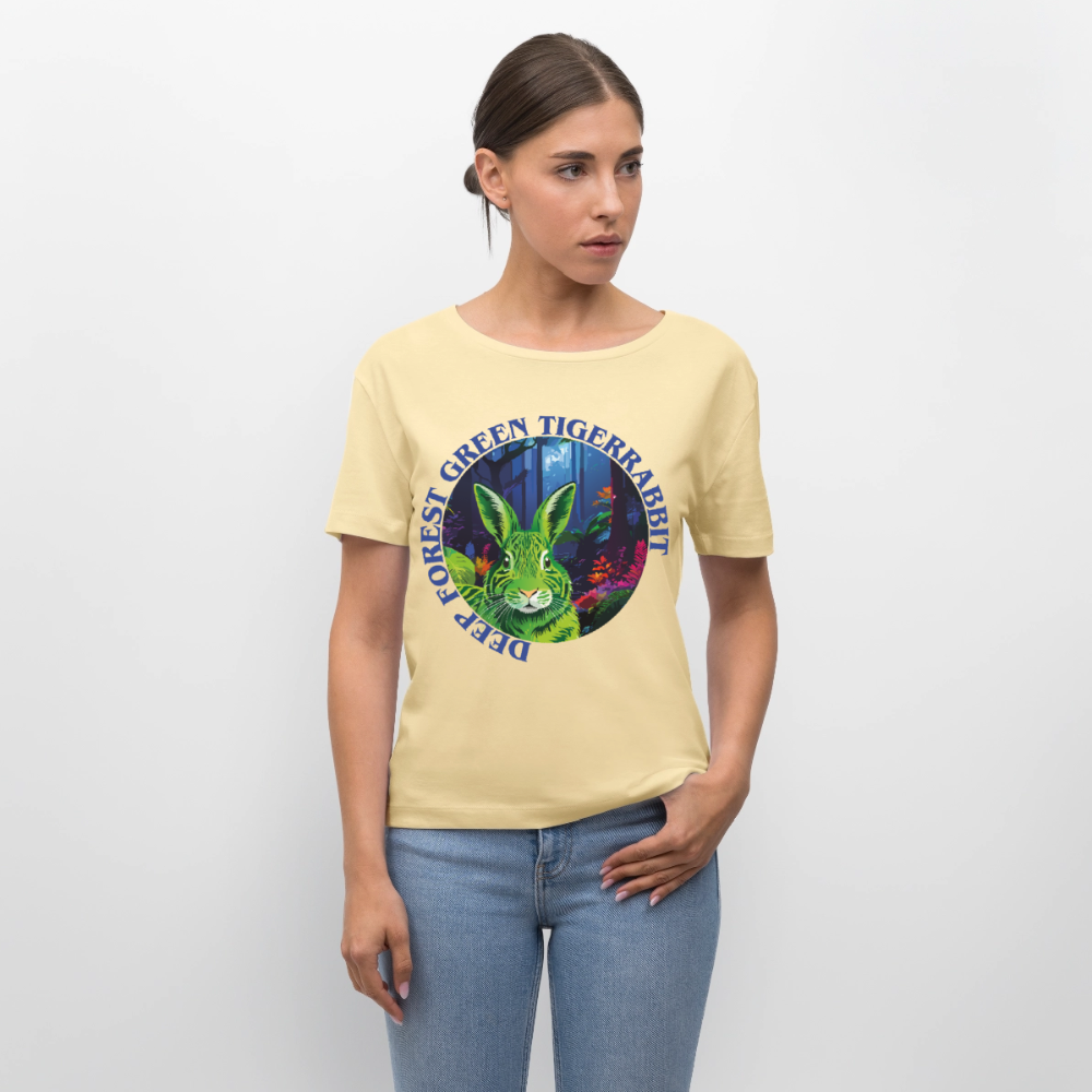 Tiger Rabbit Design – Rundhals Frauen Bio-T-Shirt - Creme