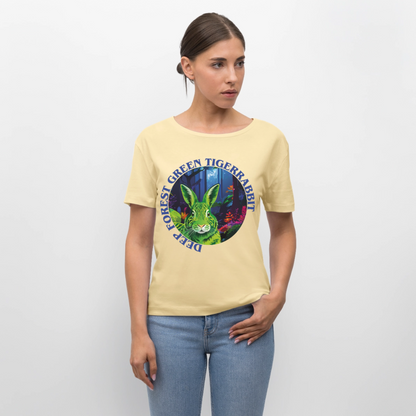Tiger Rabbit Design – Rundhals Frauen Bio-T-Shirt - Creme