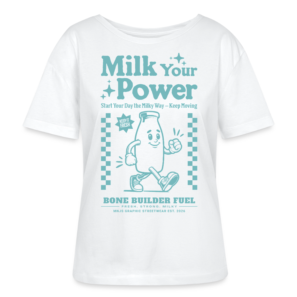 Milk Your Power Design – Rundhals Frauen Bio-T-Shirt - Weiß