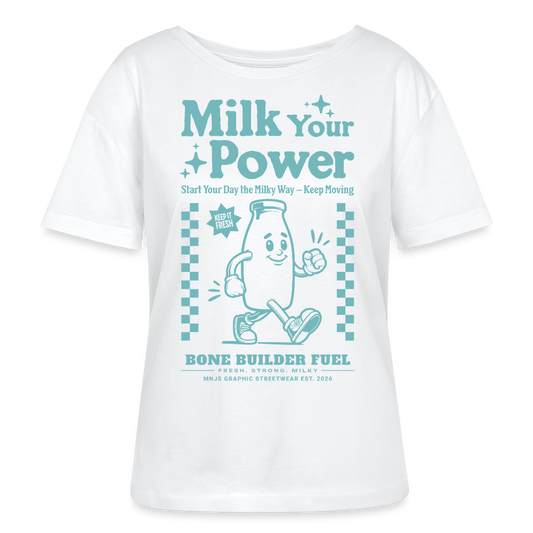 Milk Your Power Design – Rundhals Frauen Bio-T-Shirt - Weiß