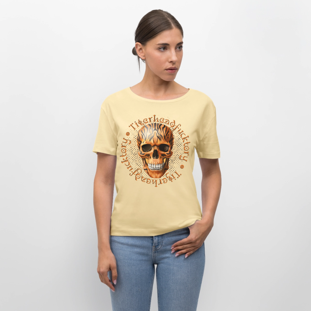 Tiger Skull Design – Rundhals Frauen Bio-T-Shirt - Creme