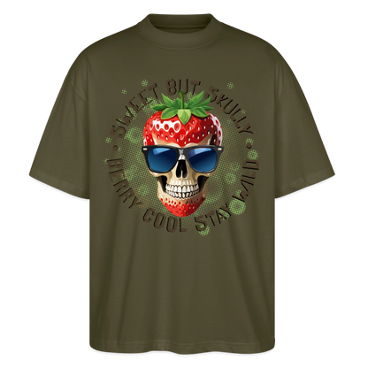 Strawberry Skull Design – Oversized Unisex Bio T-Shirt - Khaki