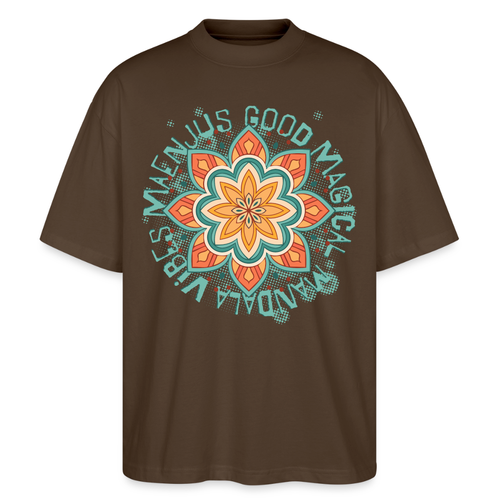 Mandala Türkis Design – Oversized Unisex Bio T-Shirt - Dunkelbraun