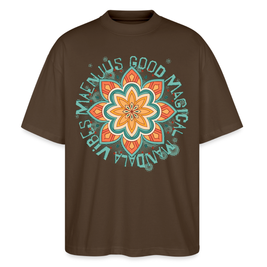 Mandala Türkis Design – Oversized Unisex Bio T-Shirt - Dunkelbraun