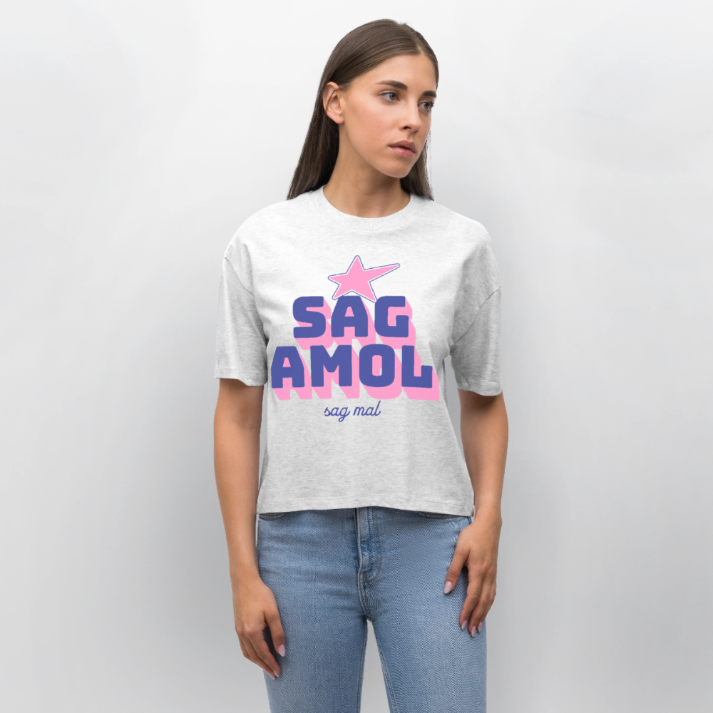 Sagamol Design – Frauen Boxy Bio-T-Shirt - Weiß meliert