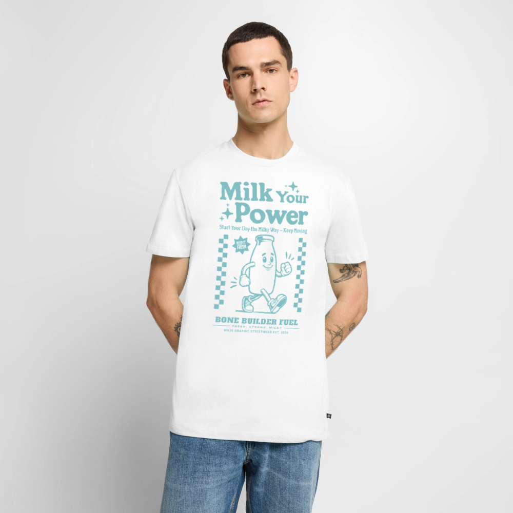Milk Your Power Design – Männer Premium T-Shirt - Weiß