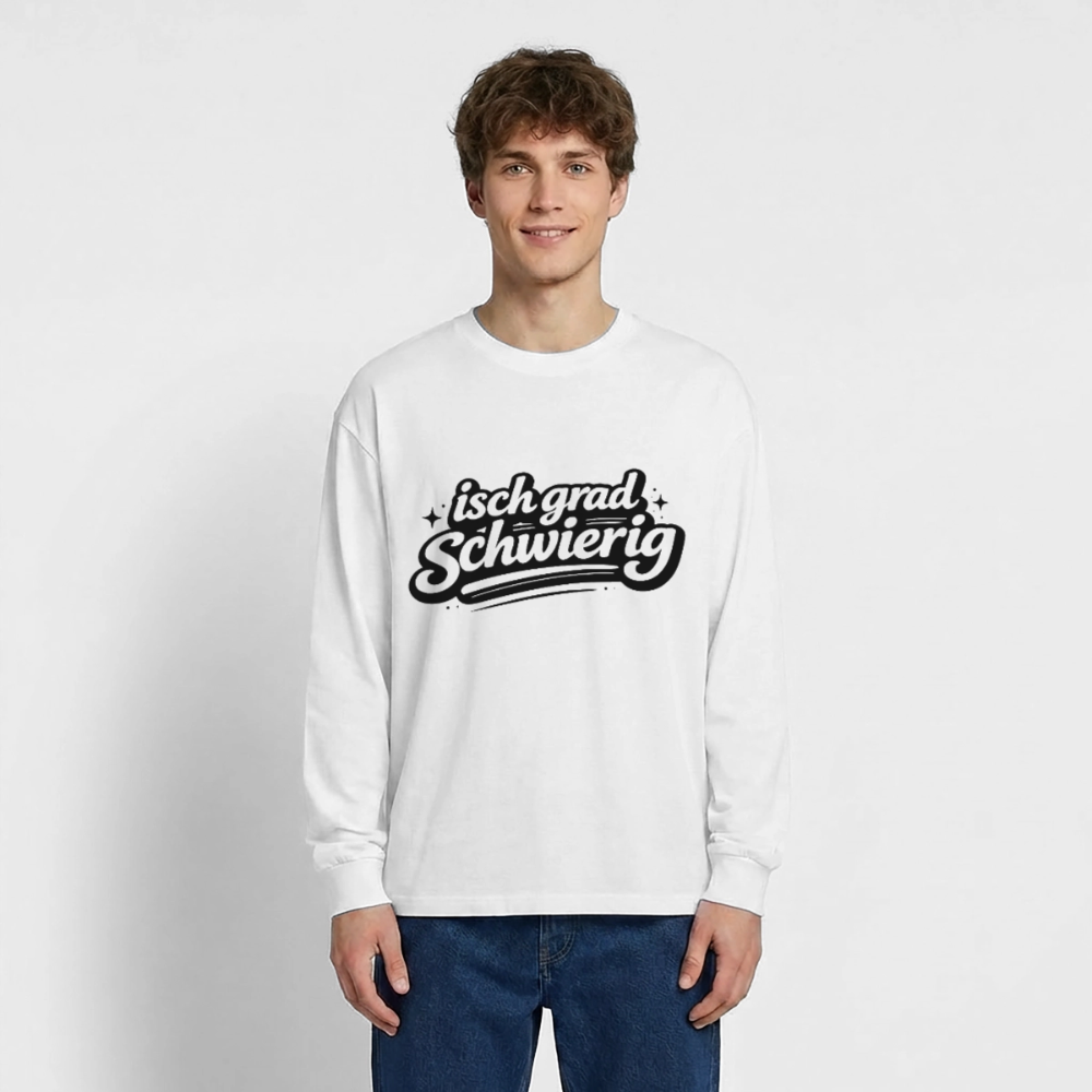 isch grad schwierig Design – Oversized Langarmshirt - Weiß