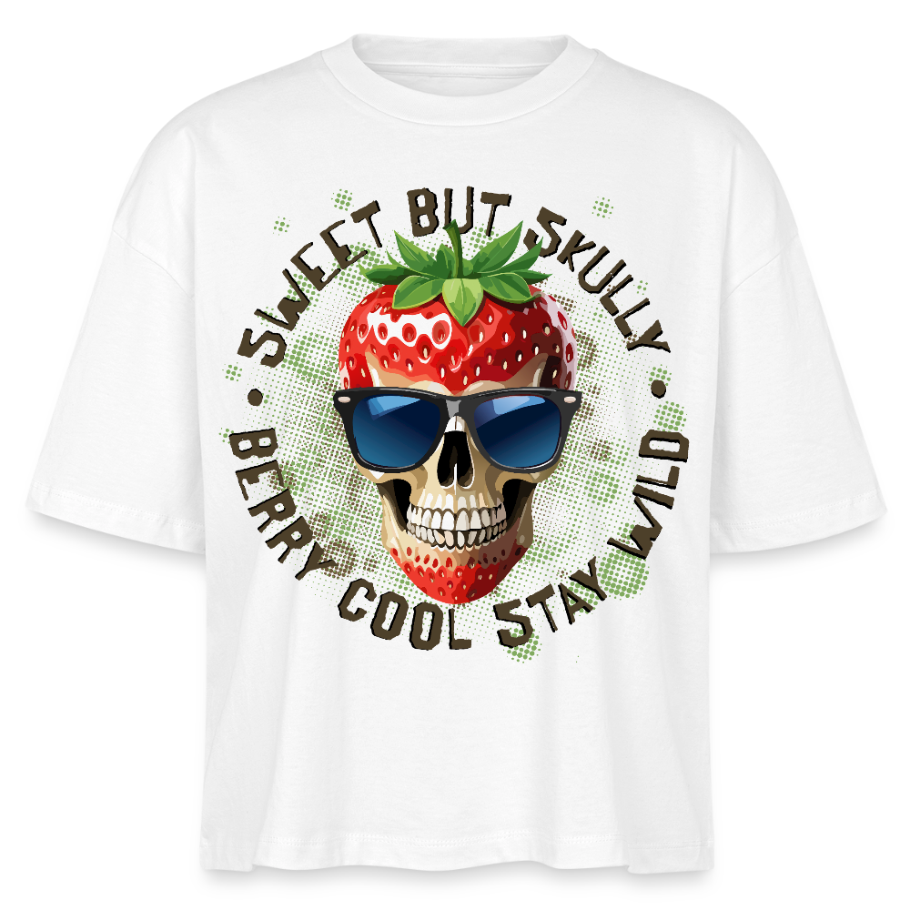 Strawberry Skull Design – Frauen Boxy Bio-T-Shirt - Weiß