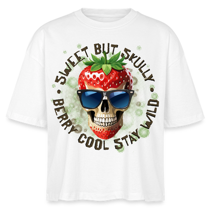Strawberry Skull Design – Frauen Boxy Bio-T-Shirt - Weiß
