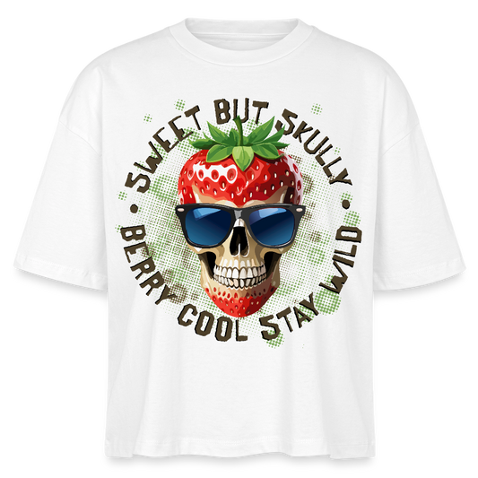 Strawberry Skull Design – Frauen Boxy Bio-T-Shirt - Weiß