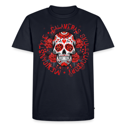 Sugar Skull Rosen Design - Männer Premium T-Shirt - Navy