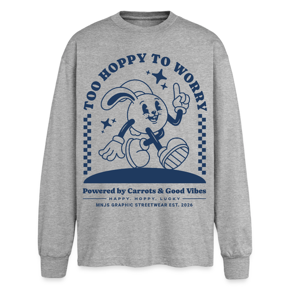 Too Hoppy Too Worry Design – Oversized Langarmshirt - Grau meliert