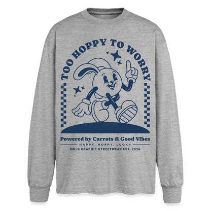 Too Hoppy Too Worry Design – Oversized Langarmshirt - Grau meliert