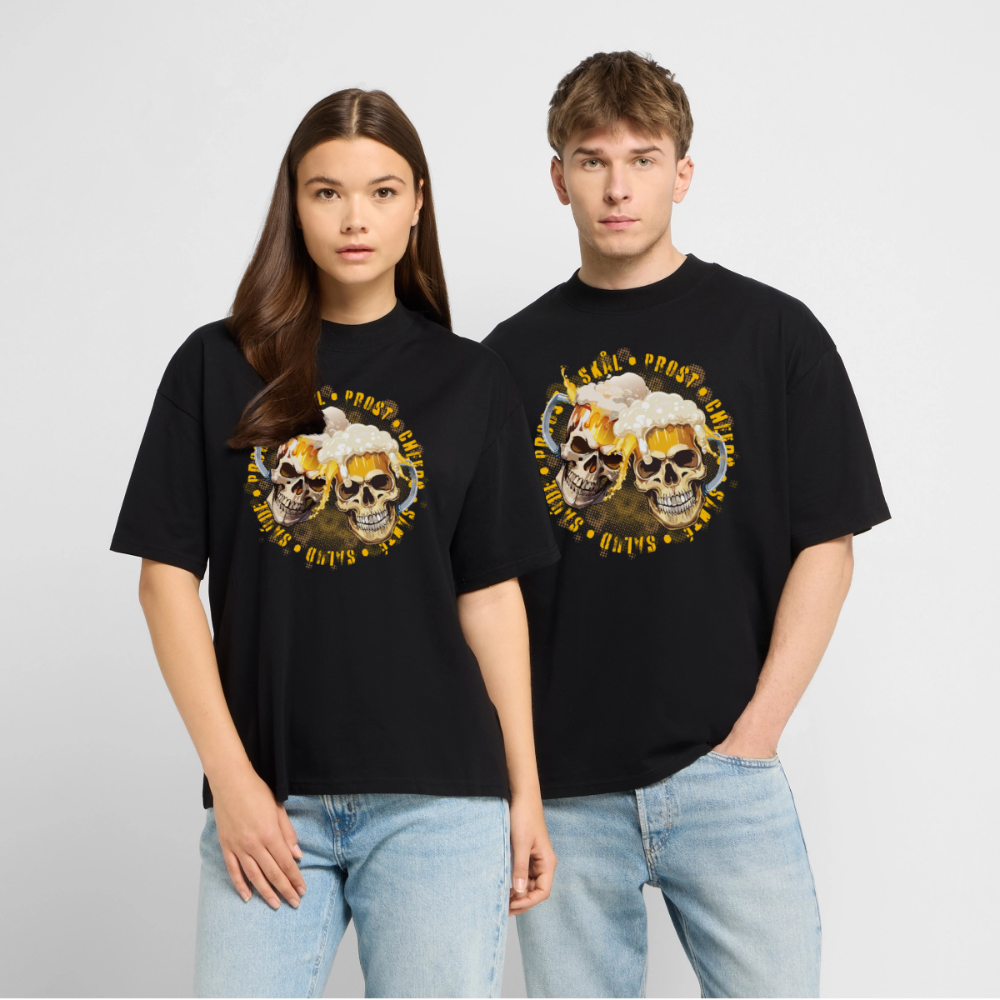Party Skull Design – Oversized Unisex Bio T-Shirt - Schwarz