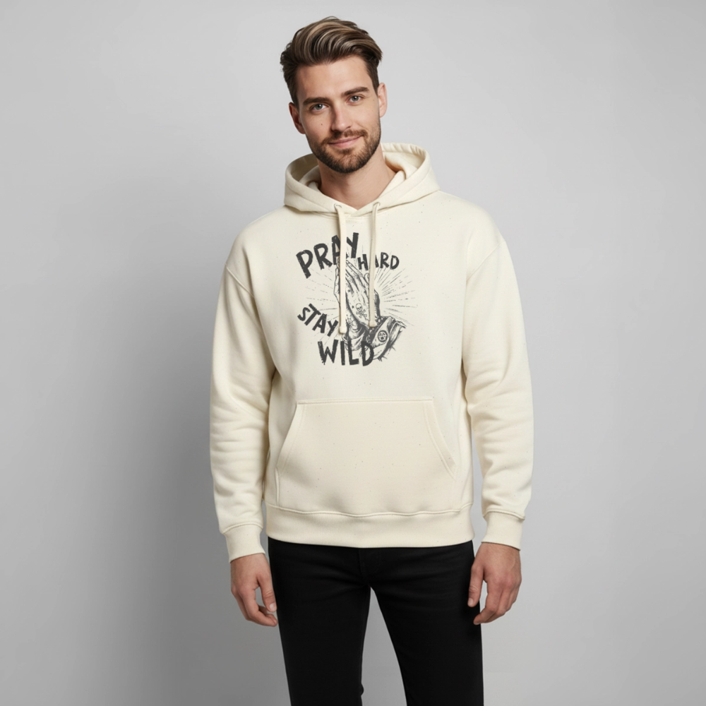 Pray Hard Design – Oversized Unisex Hoodie - Natur
