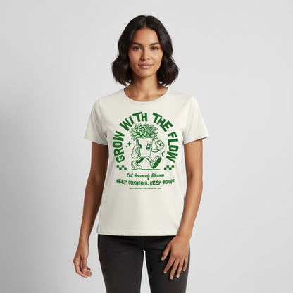 Keep Growing Design – Frauen Premium T-Shirt - Naturweiß