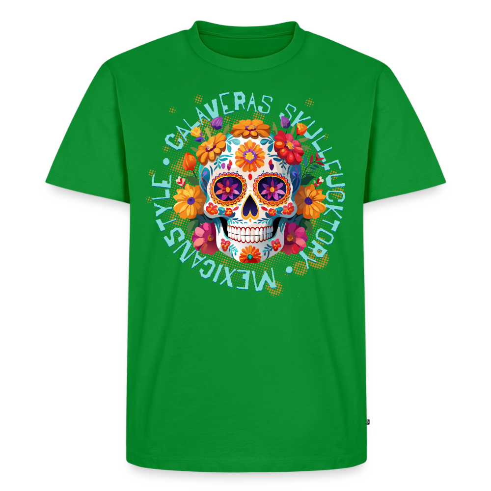 Sugar Skull Blumen Design – Männer Premium T-Shirt - Grün