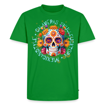 Sugar Skull Blumen Design – Männer Premium T-Shirt - Grün