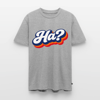 Ha? Design – Männer Premium T-Shirt - Grau meliert