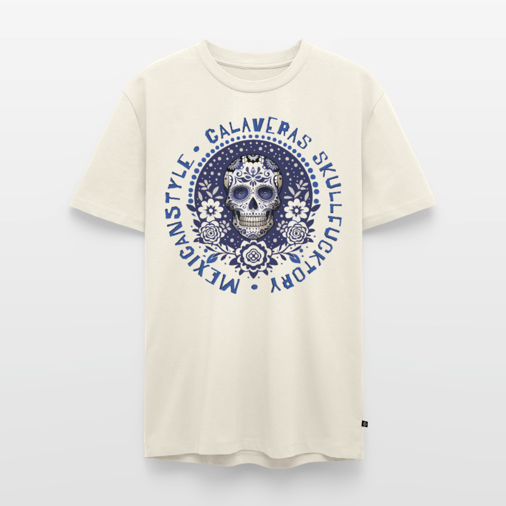 Sugar Skull Blau Design – Männer Premium T-Shirt - Naturweiß