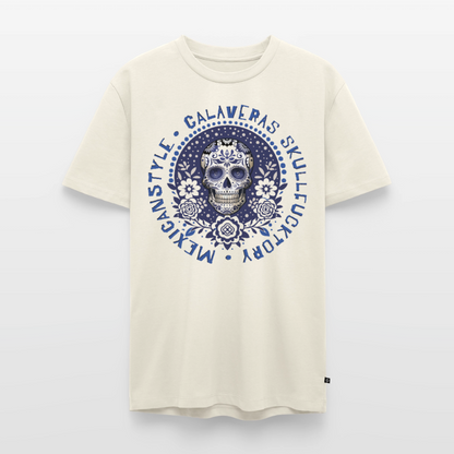 Sugar Skull Blau Design – Männer Premium T-Shirt - Naturweiß