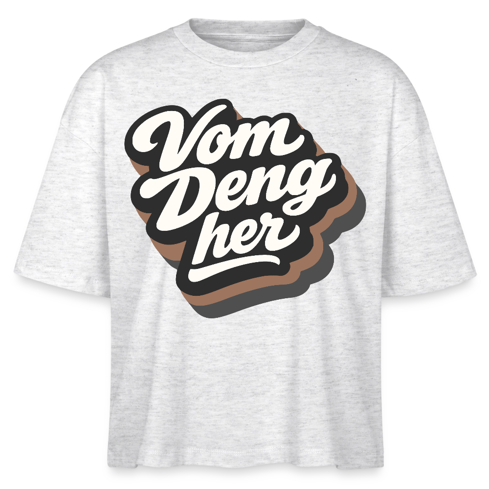Vom Deng her Design – Frauen Boxy Bio-T-Shirt - Weiß meliert
