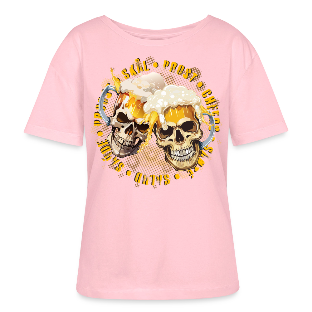 Party Skull Design – Rundhals Frauen Bio-T-Shirt - Hellrosa