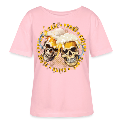 Party Skull Design – Rundhals Frauen Bio-T-Shirt - Hellrosa