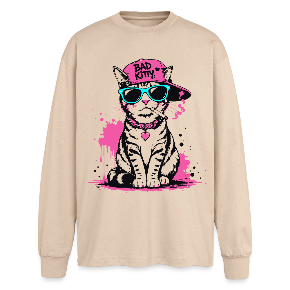 Bad Kitty Design – Oversized Langarmshirt - Sand