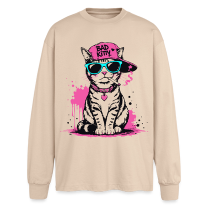 Bad Kitty Design – Oversized Langarmshirt - Sand